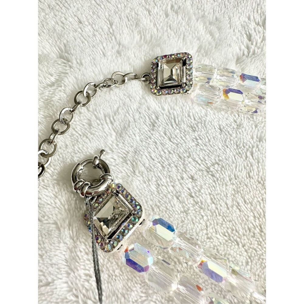 EYE CANDY LUXE Collection Aurora Borealis Dual Crystal Cube Panther Necklace NWT - Picture 6 of 8